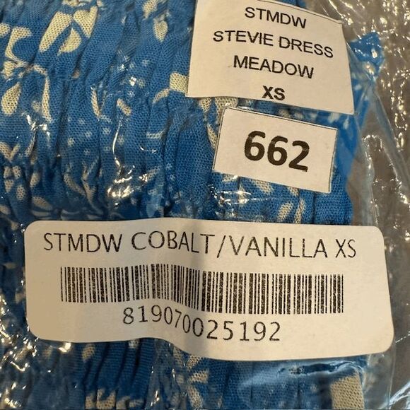 NEW! Cool Change Stevie Dress Meadow Print Cobalt Vanilla Ruched Size XS - Picture 9 of 10